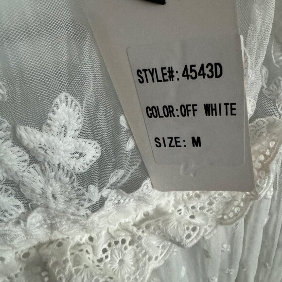 White Lace Long Sleeve Tiered Floral Dress Medium by Shop17 women ruffle new - Picture 12 of 12